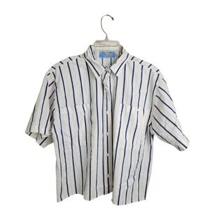 Vtg Rafferty‎ Women's Striped Western Shirt Short Sleeve Junior 13 (46" chest)